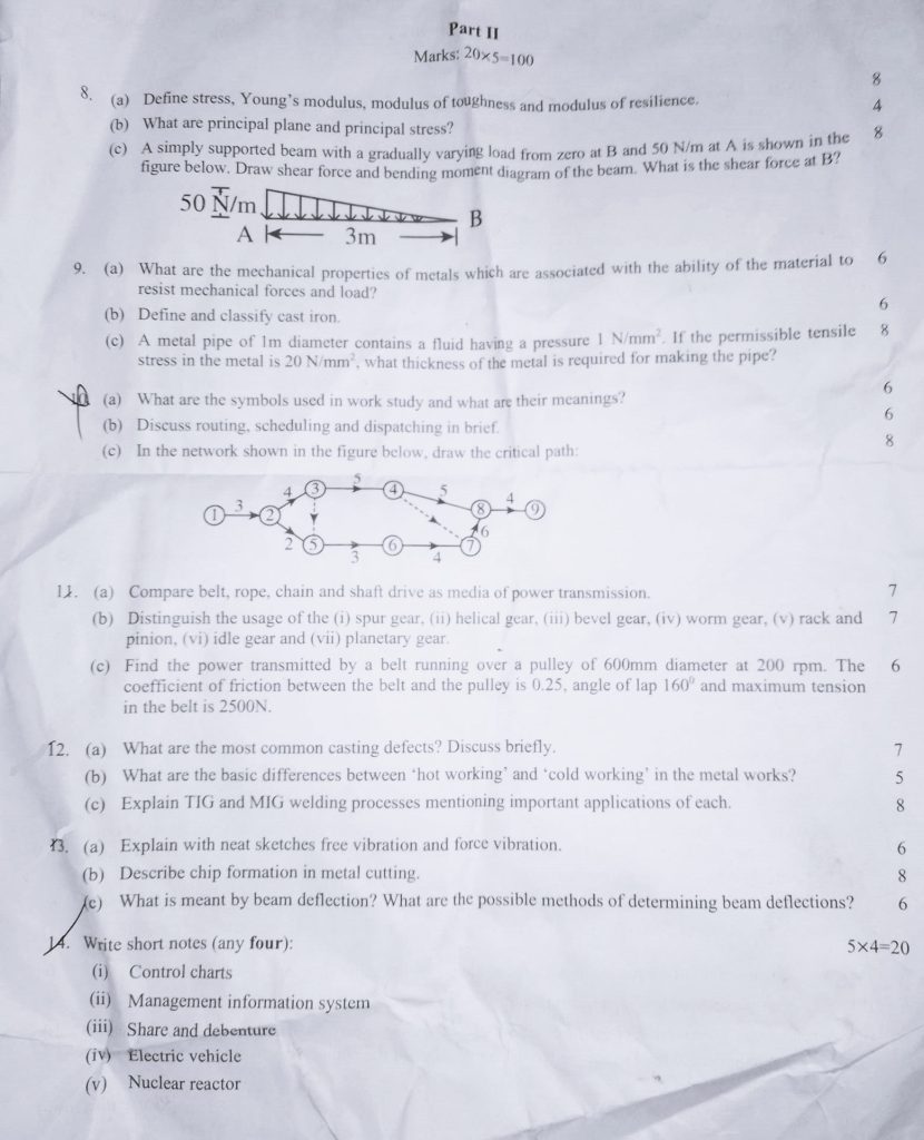 43rd BCS Written Exam Question Mechanical Engineering BCS Blog